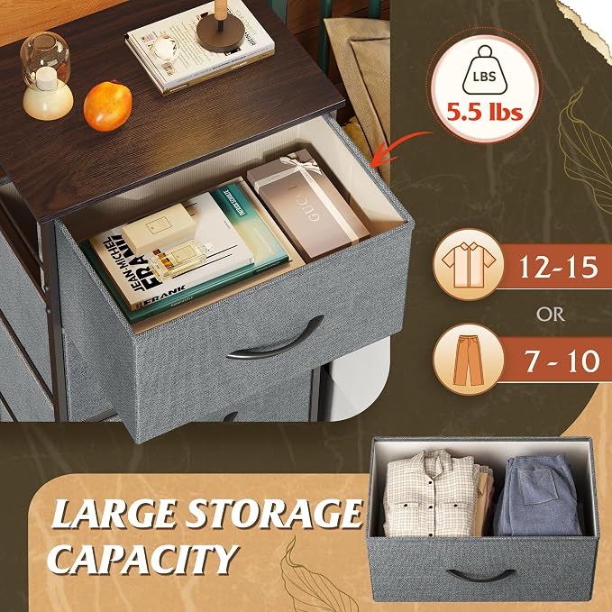 WLIVE Dresser with 4 Drawers, Storage Tower, Organizer Unit, Fabric Dresser - Image 5