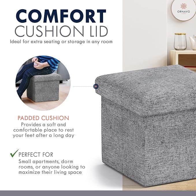 Ornavo Home Small Storage Ottoman, - Image 6