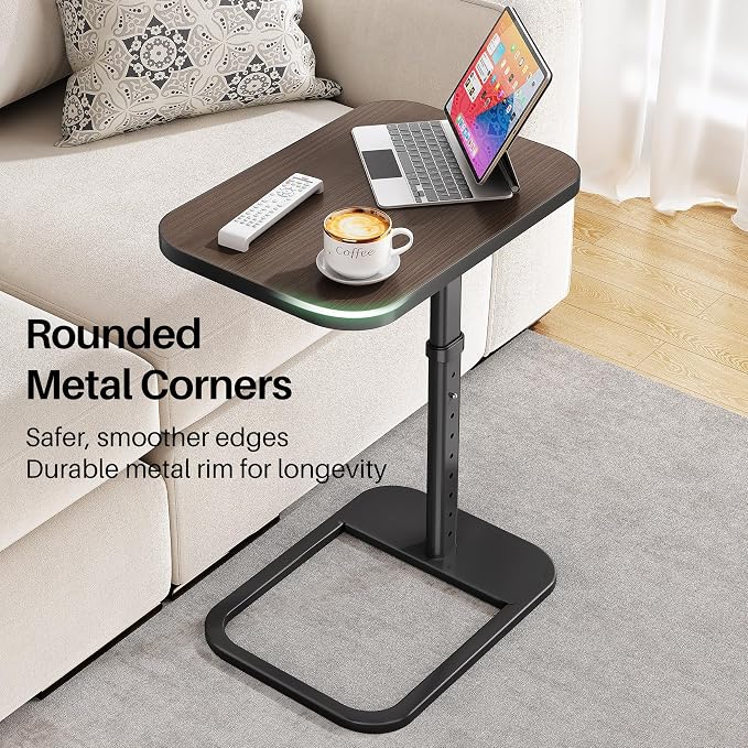 Kitstorack TV Tray Table, Adjustable Height & Rounded Metal Corners, Snack Table - Image 5