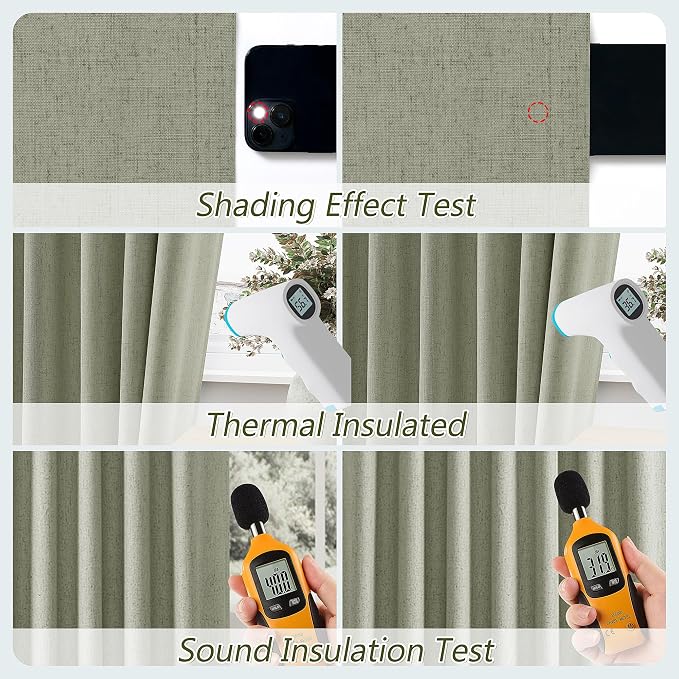 Sage Green 100% Blackout Curtains 63 Inch Length 2 Panels Set - Image 5