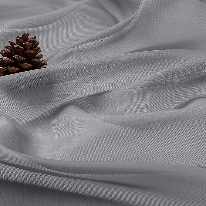 OWENIE Sheer Curtains 84 Inches Long 2 Panels Set, Sheer Grey Curtains - Image 8