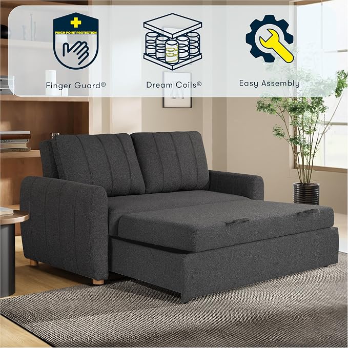 Serta Galway 66.5" Convertible Sleeper Loveseat, Full Size, Dreamcoil Comfort - Image 7