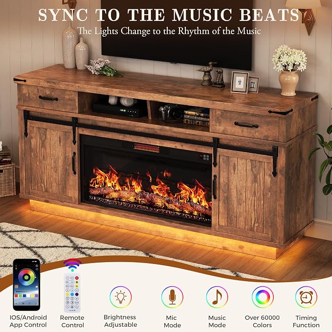Jocoevol Fireplace TV Stand for TVs up to 65", Electric Fireplace - Image 7