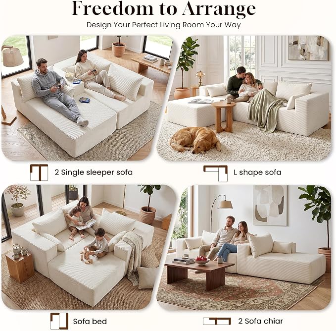 106" Cloud Sectional Boneless Couches - Image 5