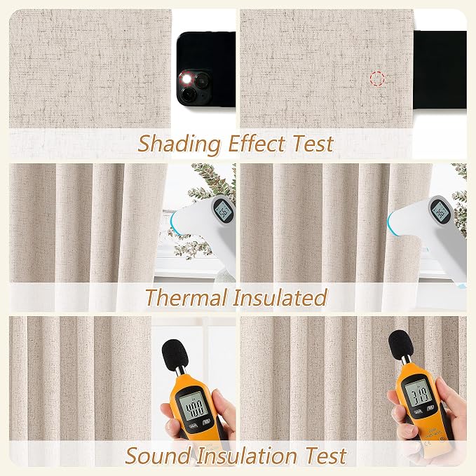 Guken Oatmeal 100% Blackout Curtains 102 Inch Length 2 Panels Set - Image 5