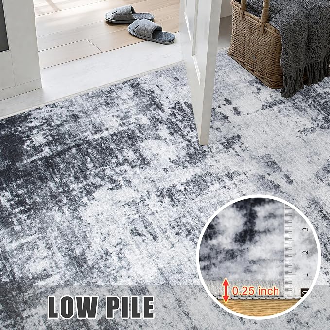 10x14 Area Rug Living Room Rug: Washable Modern Abstract Soft Thin Rug Indoor - Image 8