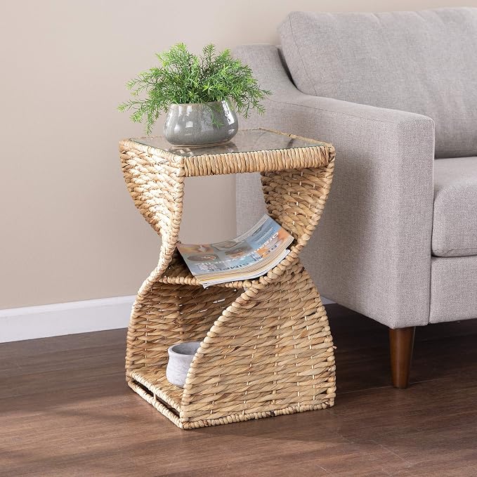 SEI Furniture - Nivala Water Hyacinth Accent Table - Bohemian Design, Natural - Image 2