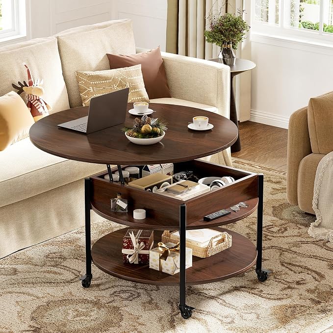 FABATO Round Lift Top Coffee Table - Image 2