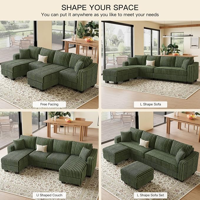 Belffin U Shaped Couch with Reversible Chaises Sectional Couches - Image 5