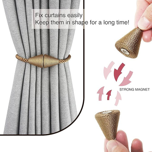 6 Pack Magnetic Curtain Tiebacks Rope Modern Handmade Curtain Tie Backs - Image 2