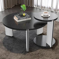 GDFStudio Round Nesting Coffee Table Set of 2, Modern Wooden Accent Side Table by GDFStudio