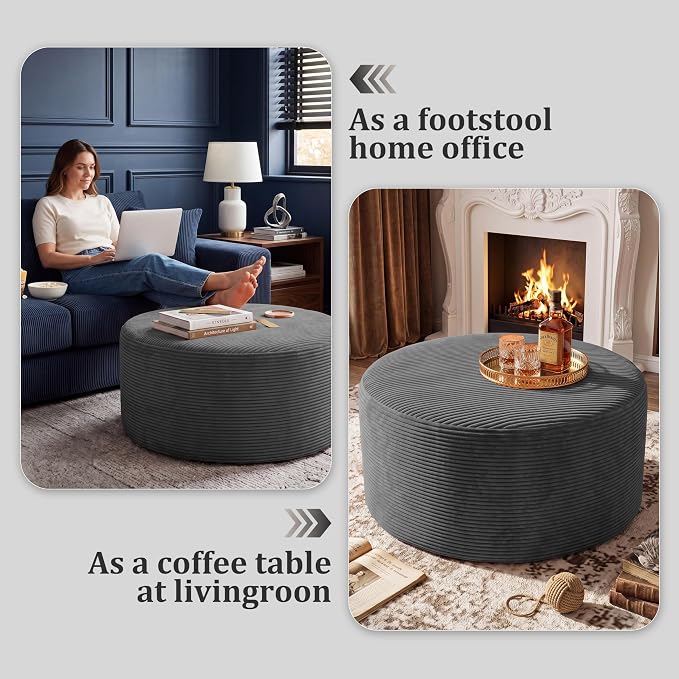 BSHOMGI Round Boneless Ottoman Oversized Ottomans - Image 5