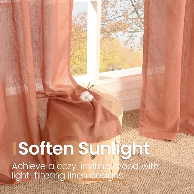 BGment Terracotta Linen Curtains 72 Inches Long - Image 5