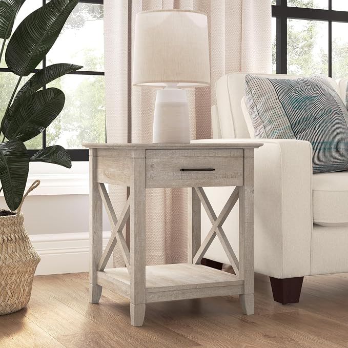 Bush Home End Table with Drawer, Nightstand with Storage, Living Room and - Image 2