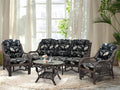 Malibu Lounge Set of 4: 2 Natural Rattan Wicker Chairs, Three-Seater Sofa and by Wickerix