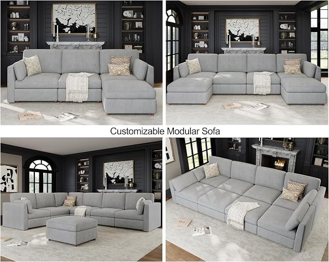 Oversized Modular Sectional Sleeper Sofa, Solid Wood Frame, Removable Washable - Image 7