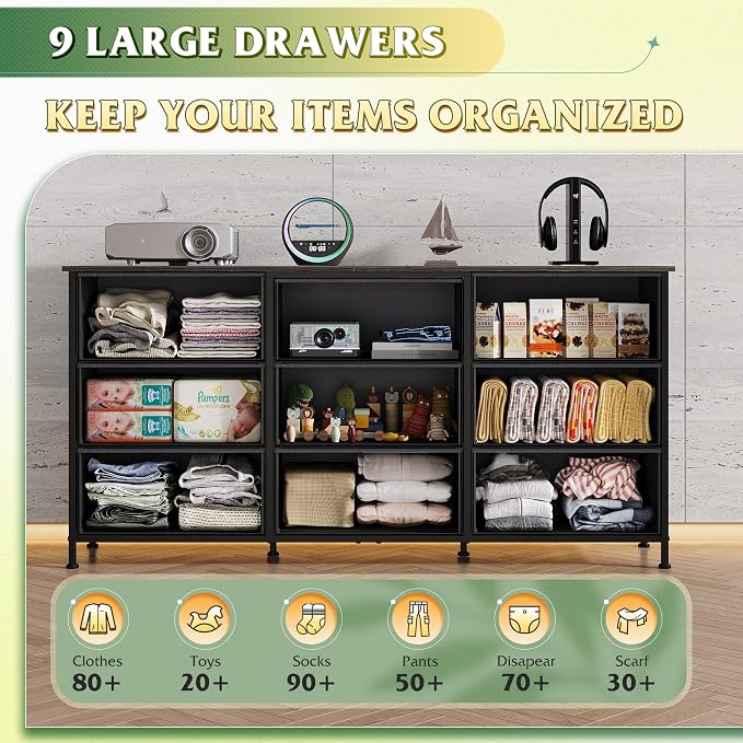 WLIVE 54''W Dresser for Bedroom, 65 inch TV, Wide Chest of Drawers - Image 5