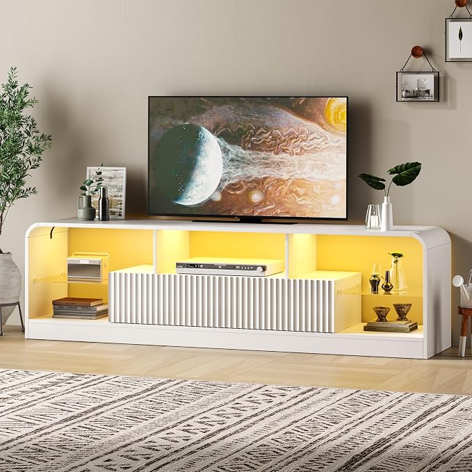 TV Stand for 60/65/70 Inch TVs, Modern Curved TV Console - Image 4