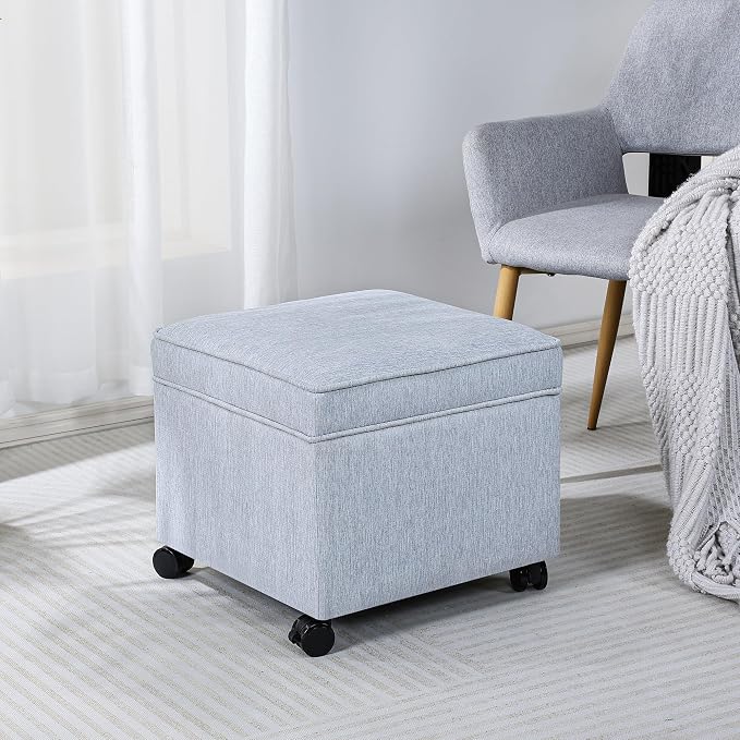 Adeco 17.5 inch Square Storage Ottoman - Image 2