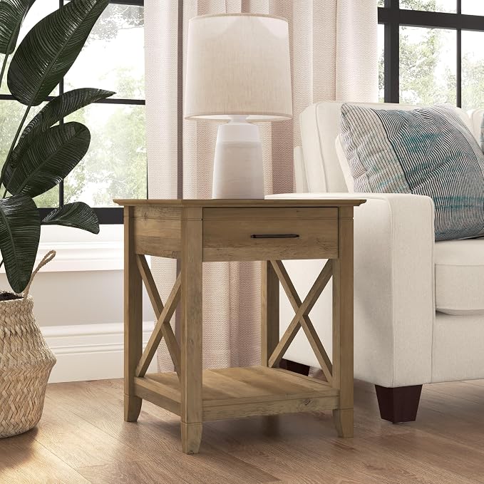 Bush Home End Table with Drawer, Nightstand with Storage, Living Room and - Image 2
