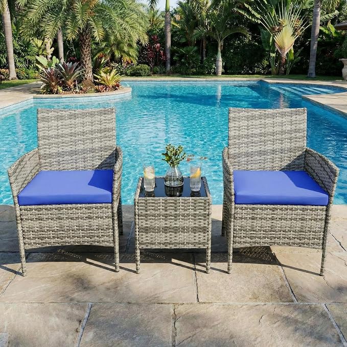 GarveeHome 3-Piece Patio Bistro Set, PE Rattan Outdoor Conversation Furniture - Image 6