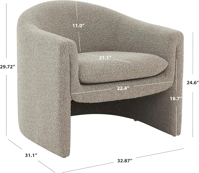 SAFAVIEH Couture Collection Laylette Light Grey Boucle Accent Chair - Image 3