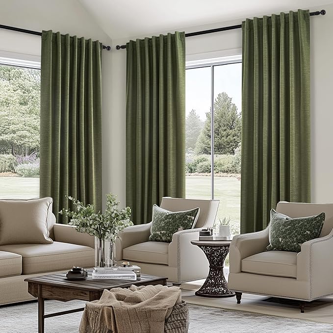 Topfinel 90 Inch Long Linen Blackout Curtains 2 Panels Set, Back Tab Pinch - Image 4