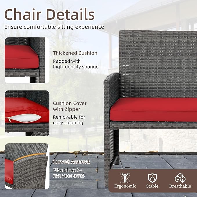 4 Piece Patio Ratten Set Outdoor Furniture Set Wicker Conversation Set - Image 4