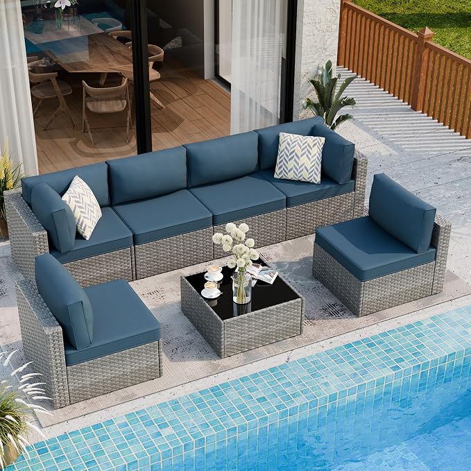 Shintenchi 7 Pieces Outdoor Patio Furniture Sets, Patio Sectional Sofa Couch - Image 7