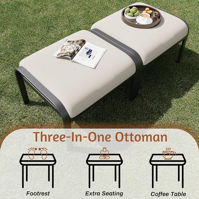 HOMREST Patio Furniture Sets 7 PCS Outdoor Metal Conversation Sets, 360 Degree - Image 8