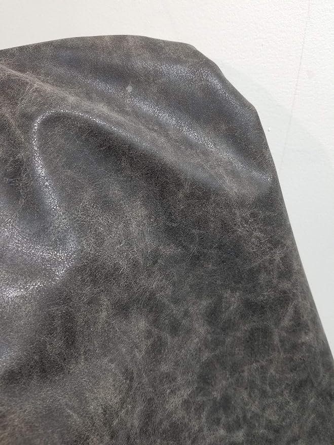 NAT Leathers | Gray Crazy Horse Leather Upholstery Fabric Sold by The Yard Soft by NATLeathers