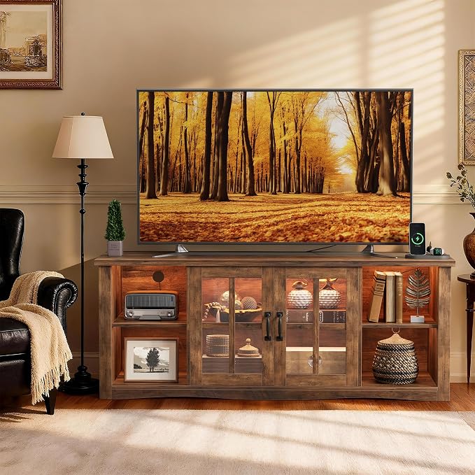 YESHOMY Farmhouse LED TV Stand - Image 2