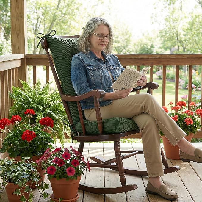 Lokex Rocking Chair Cushion Only, Tufted Non-Slip Comfortable Rocking Chair - Image 3