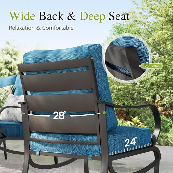 Sophia & William 2 Pieces Patio Furniture Sets Metal Sofa Chairs Patio Cushion - Image 6