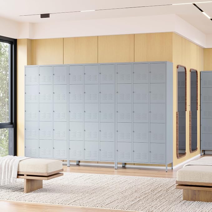 Metal Locker with 15 Doors Employees Locker, Metal Storage Locker with Hooks - Image 8