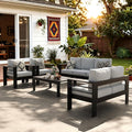 LayinSun Outdoor Aluminum Furniture Set, 5 Pieces Patio Sectional Conversation by LayinSun