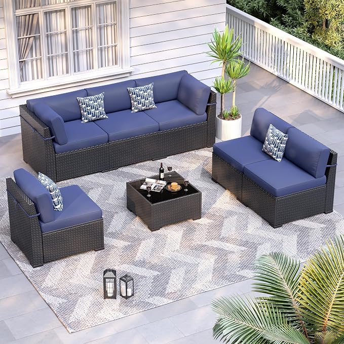 Patio Furniture Sets, 7-Piece Outdoor Patio Furniture by VonzoyHome