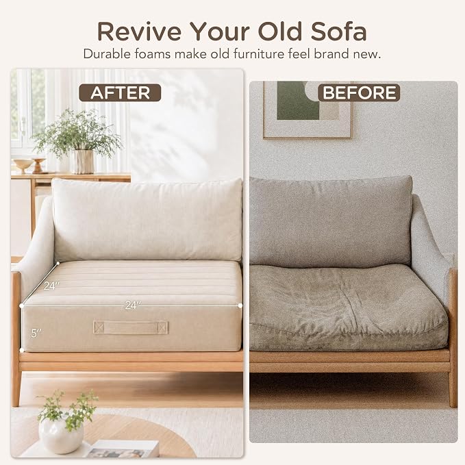 Codi Thick Replacement Couch Cushions 2 Sets, Upholstery Foam - Image 3