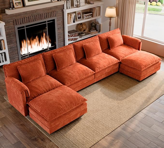 ELUCHANG 150" U Shaped Modular Sectional Cloud Couch by ELUCHANG