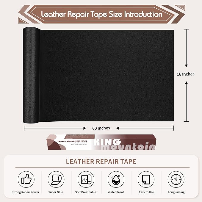KING MOUNTAIN Leather Repair Patch, 16 x 60 Inches Self-Adhesive Repair Tape - Image 4