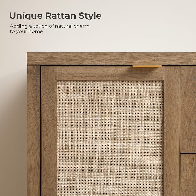 SICOTAS Rattan Large Sideboard Buffet Cabinet - Image 3
