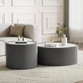 SSLine Round Drum Coffee Table Set of 2 Modern Sintered Stone Top Nesting by SSLine