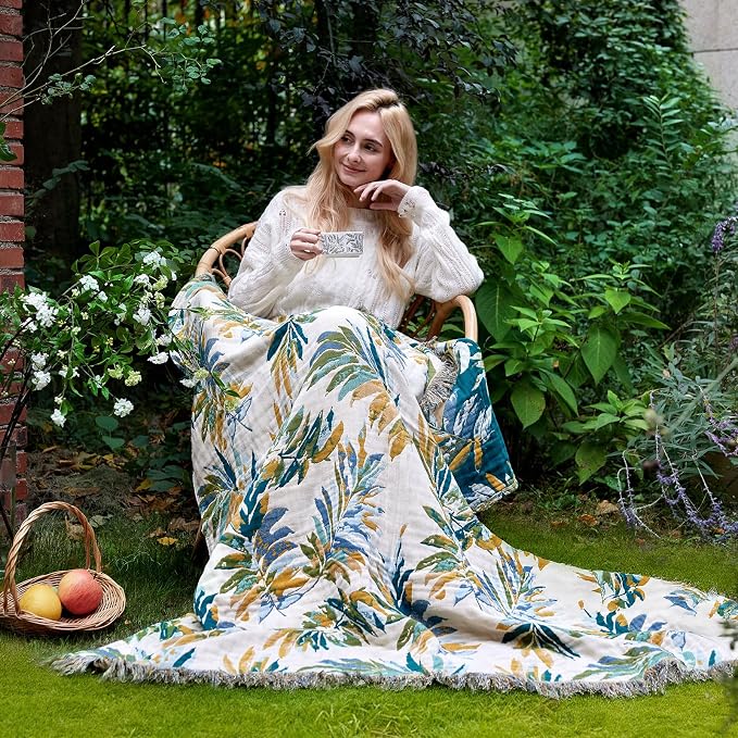 LUTBM Boho Throw Blanket for Bed Cotton Summer Blankets Twin Size for Bedroom - Image 5