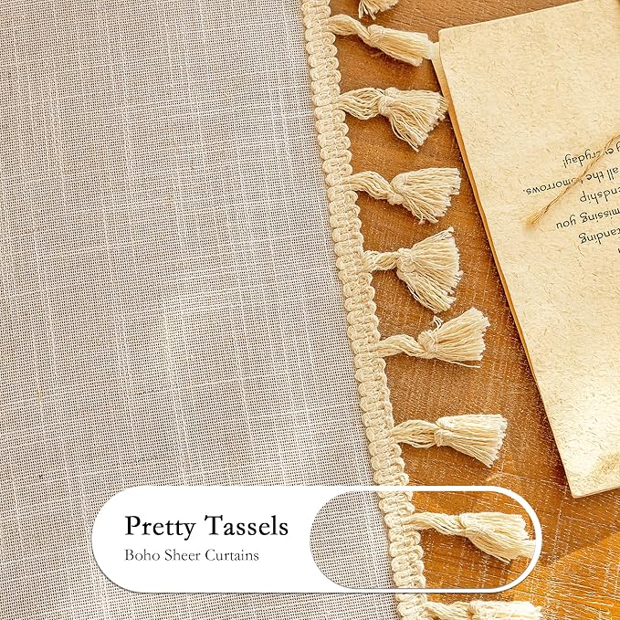 MYSKY HOME Natural Boho Sheer Curtains - Image 5