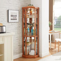 Corner Curio Cabinet, 150lbs Heavy Duty Glass Display Cabinet by Trunback