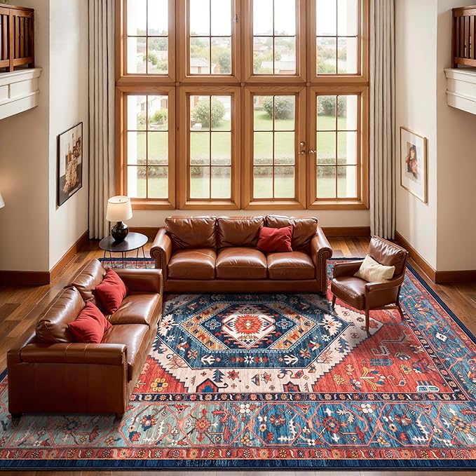 SERISSA 10x14 Area Rugs for Living Room, Large Washable Non-Slip Boho Rug - Image 2