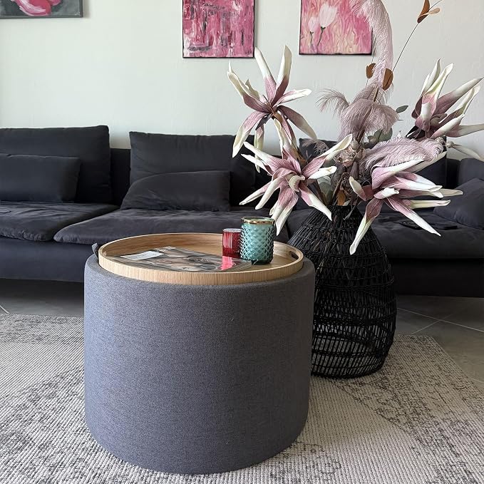 HOMCOM Round Storage Ottoman - Image 9