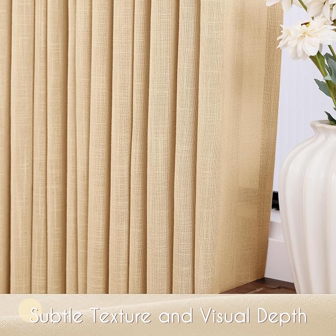 Tan Linen Curtains 90 inches Long - Image 3