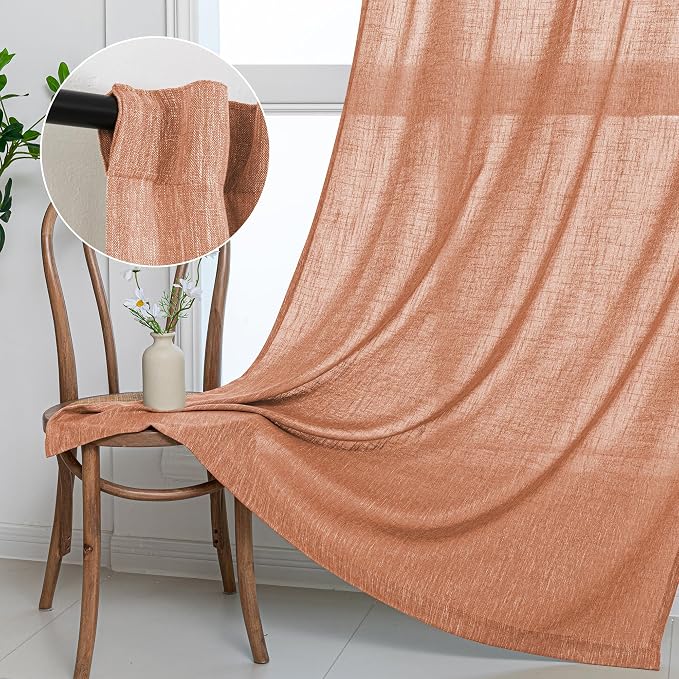 MYSKY HOME Orange Curtains for Bedroom, Short Curtains for Small Window - Image 9