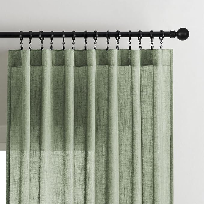 Joydeco Linen Curtains 84 Inch Length 2 Panel Sets, Light Filtering Curtains - Image 3